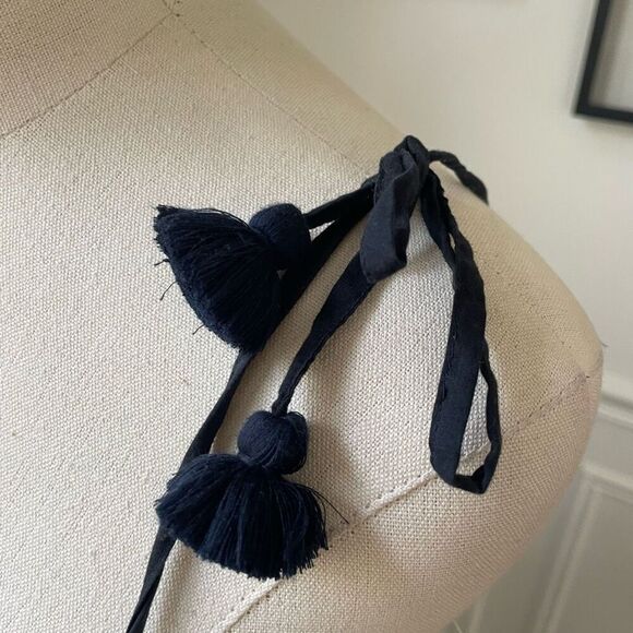 Anthropologie Figue Azalea Tie-Strap Midi Dress Dark Blue $525 S - Picture 4 of 10